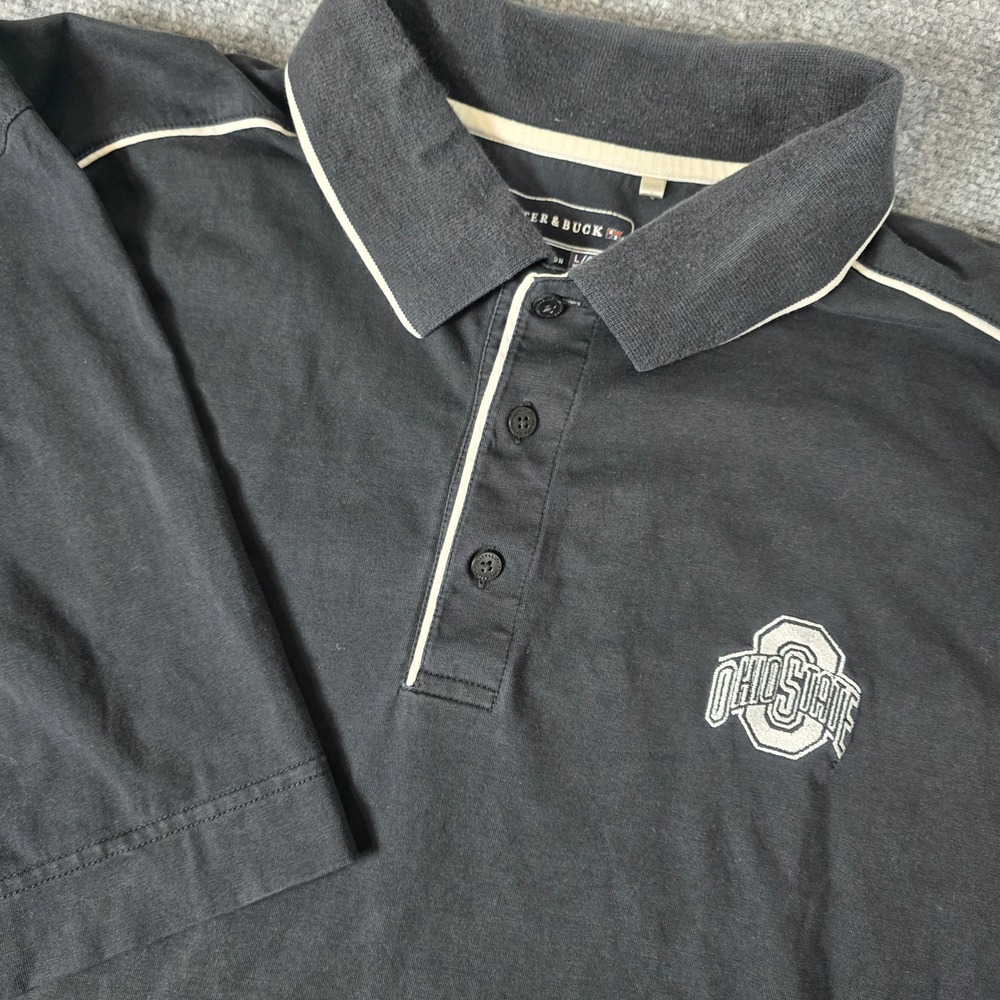 Cutter & Buck Ohio State Buckeyes Polo Shirt Mens Large L‎ Black Organic Cotton